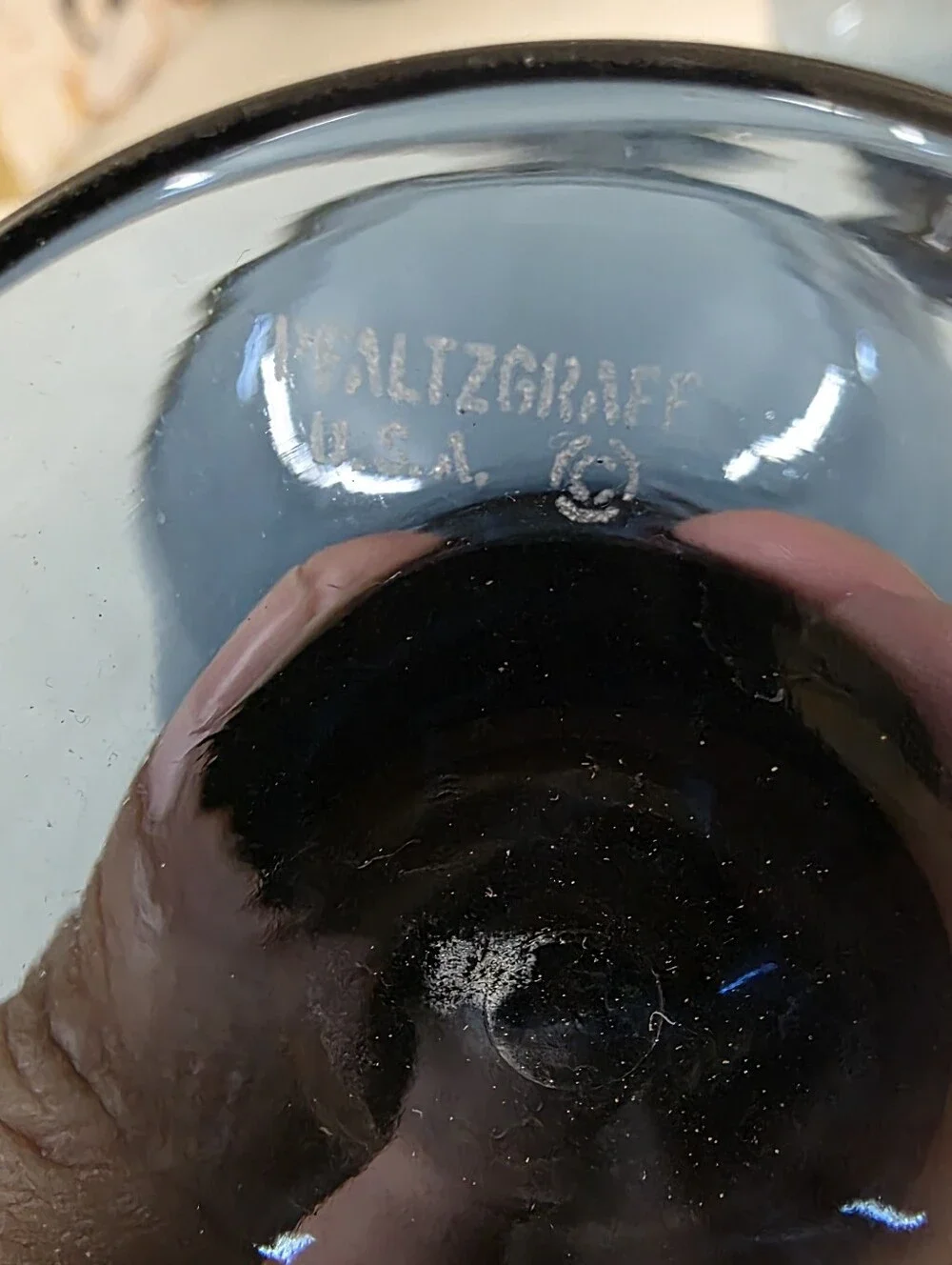 Pfaltzgraff Yorktowne Blue Glass  Water Goblets 6.5'' Set Of 2 Etched Design